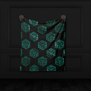Cobertor De Velo RPG Dice   Teal Green Fantasy Retro Tabletop Gamer