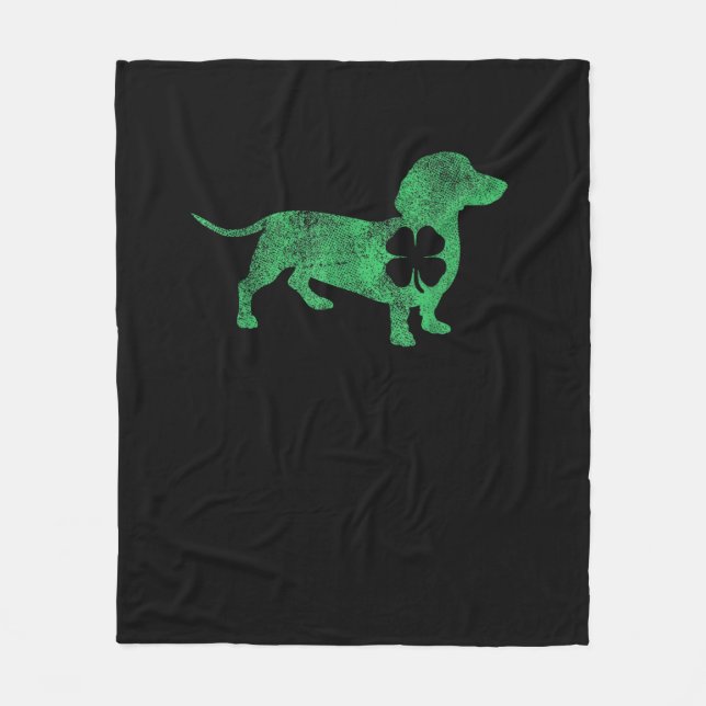 Cobertor De Velo Rua de Shamrock Dachshund Dog. O Santo de Patrick (Frente)