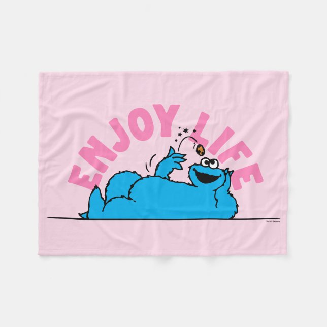 Cobertor De Velo Rua Sésamo | Cookie Monster Aproveite a Vida (Frente (Horizontal))