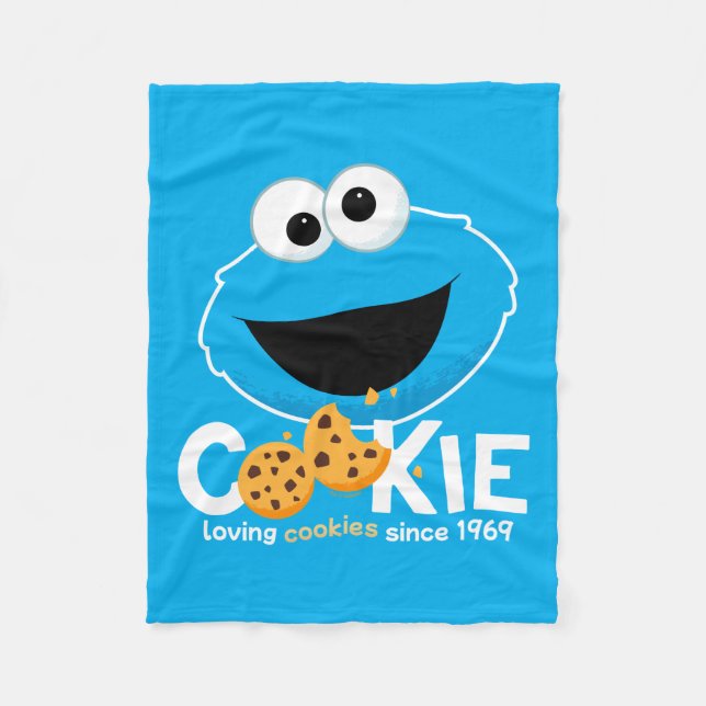 Cobertor De Velo Rua Sésamo | Cookie Monster Loving Cookies (Frente)