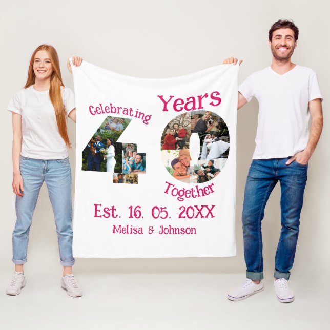 Cobertor De Velo Ruby Red 40th Wedding Anniversário 11 Foto Colagem (In Situ)