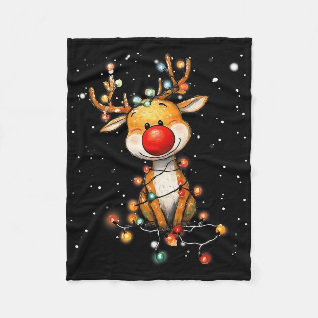 Cobertor De Velo Rudolph Red Nose Santa Claus Reindeer Natal (Frente)