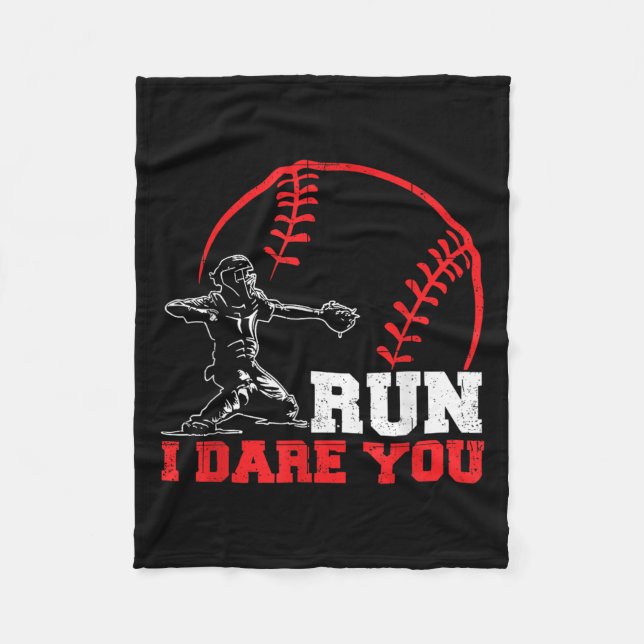 Cobertor De Velo Run I Dare You Funny Baseball Catcher Baseball Pla (Frente)