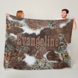 Cobertor De Velo Russo Western Country Cowhide Cowboy Name