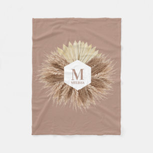 Cobertor De Velo Rustic Boho Bohemian Pampas Grass Monograma
