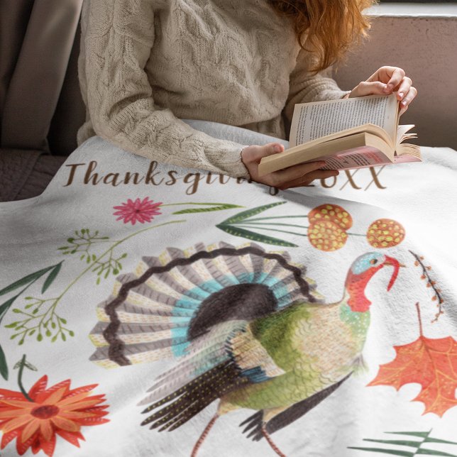 Cobertor De Velo Rustic Elegant Turkey Botanical (Modern Elegant Turkey Botanical Fleece Blanket)