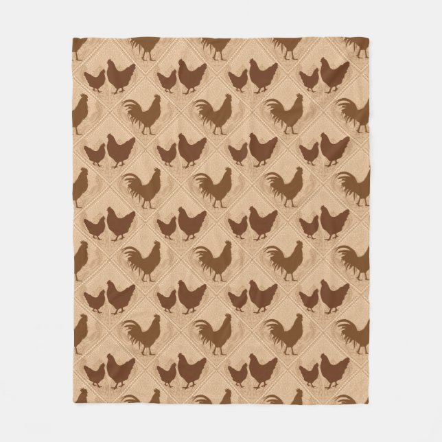Cobertor De Velo Rustic Farmhouse Hen Pattern – In Warm Brown  (Frente)