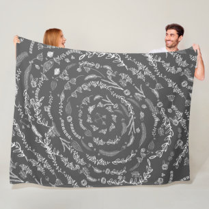 Cobertor De Velo Rustic Floral Garland Folk Art Pattern Fleece