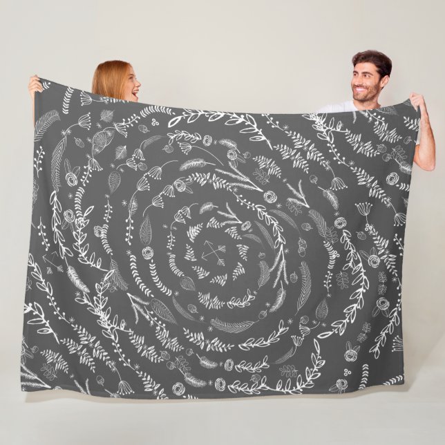Cobertor De Velo Rustic Floral Garland Folk Art Pattern Fleece (In Situ)