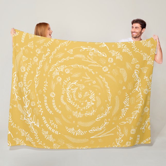 Cobertor De Velo Rustic Floral Garland Folk Art Pattern Fleece (In Situ)