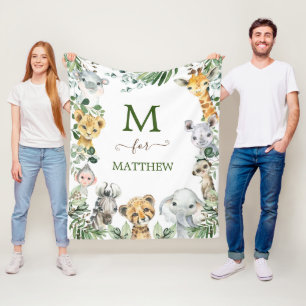 Cobertor De Velo Rustic Greenery Safari Selvagem Bebê