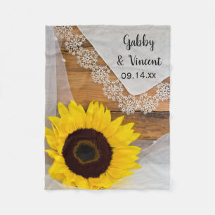 Cobertor De Velo Rustic Sunflower and Lace Country Wedding