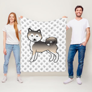 Cobertor De Velo Sable Alaskan Malamute Cute Cartoon Dog & Paws