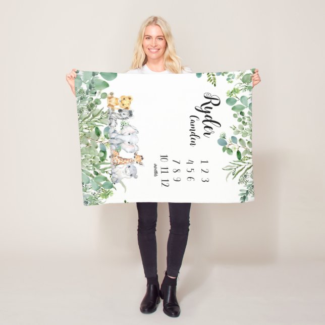 Cobertor De Velo Safari Animal Personalizado - Sanita do Milestone  (In Situ)