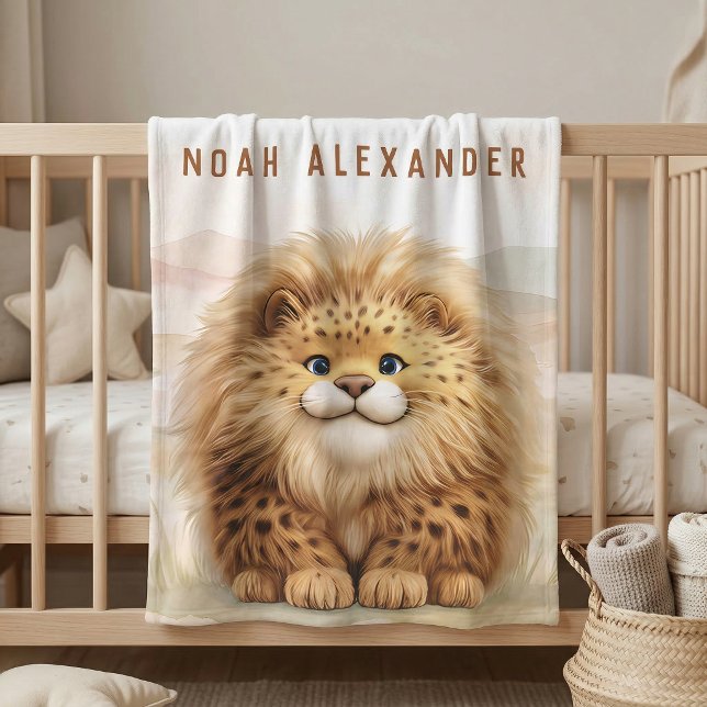 Cobertor De Velo Safari Cute Zuberi The Fluffy Leopard Name Kids (Criador carregado)