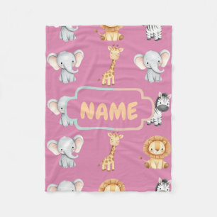 Cobertor De Velo Safari Personalizado de Animais Fofo Pastel Berçár