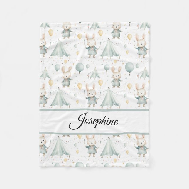 Cobertor De Velo Sage Bunny Sonhos Personalizados para Bebê (Frente)