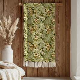 Cobertor De Velo Sage Green Blanket Luxury Gold Botanical Design