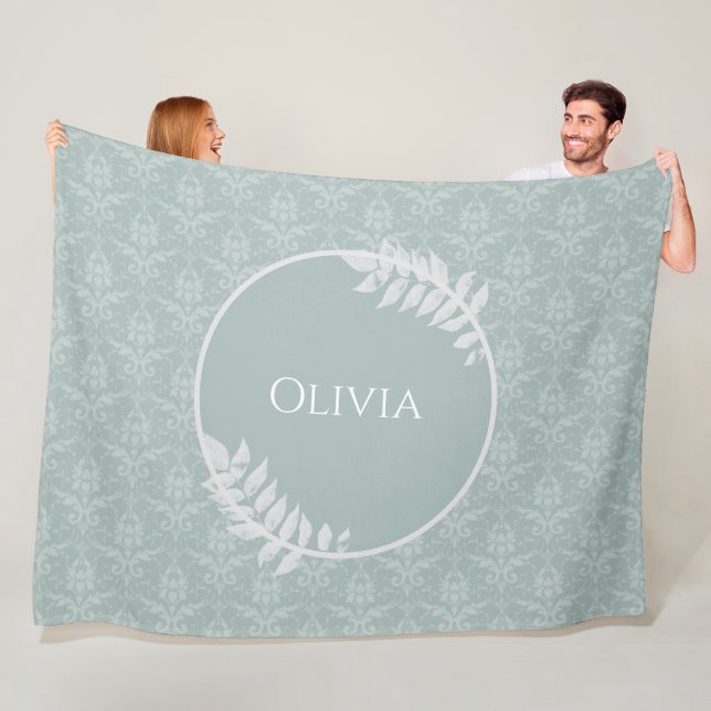 Cobertor De Velo Sage Green Elegant Damask Personalizado (In Situ)