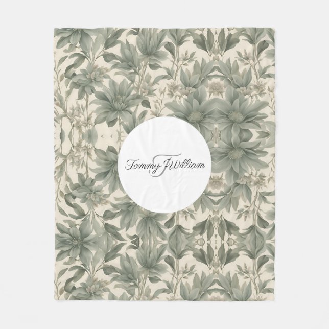 Cobertor De Velo Sage Green Floral Elegante (Frente)