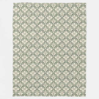 Cobertor De Velo Sage Green & Ivory Damask Pattern Fleece Blanket