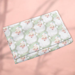 Cobertor De Velo Sage Green Vintage santa claus pisando natal