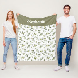 Cobertor De Velo Sage Green Watercolor Olive Name