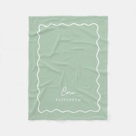 Cobertor De Velo Sage Green Wavy Border Monogrammed