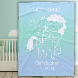 Cobertor De Velo Sagittarius Nome Zodiac Estrela Birthdate Blue Bab
