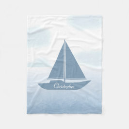 Cobertor De Velo Sailboat Blue Watercolor
