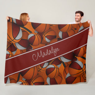 Cobertor De Velo sala de esportes decor maroon cinza basquetebol