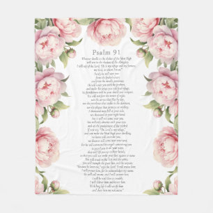Cobertor De Velo Salmo 91 Escritura Versículo Bíblico Floral Rosa