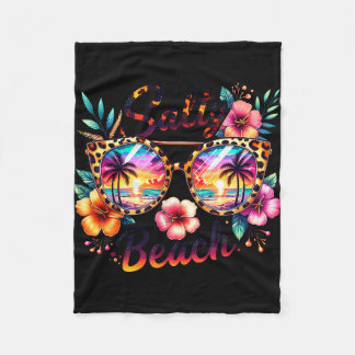 Cobertor De Velo Salty beach tropical flowers leopard sunglasses