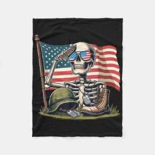 Cobertor De Velo Saluth Skeleton American Flag Day 4th