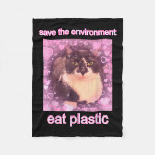 Cobertor De Velo Salve O Meio Ambiente Coma Gato Engraçado Plástico