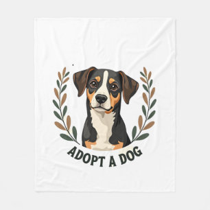 Cobertor De Velo Salve Uma Vida Adote um Cachorro Ilustração Vintag