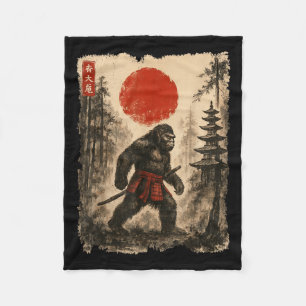Cobertor De Velo Samurai Bigfoot Japonês Vintage Sasquatch Ukiyo-e