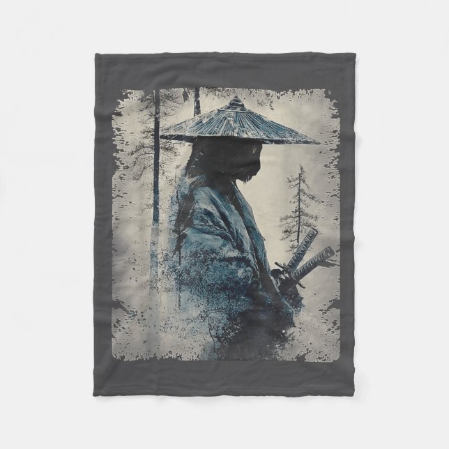 Cobertor De Velo Samurai Cat Japanese Art Anime Men Women Kids Grap (Frente)