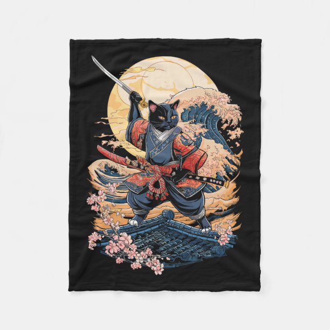 Cobertor De Velo Samurai Cat Ninja (Frente)