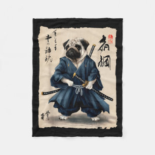 Cobertor De Velo Samurai Pug Anime Japonês Amante de Pug Engraçado