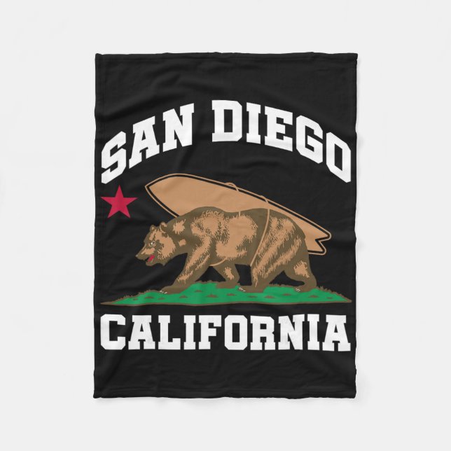 Cobertor De Velo San Diego California Bear Surfing Surfer  (Frente)
