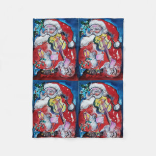 Cobertor De Velo SANTA CLAUS JOGANDO VIOLIN Festa de Natal