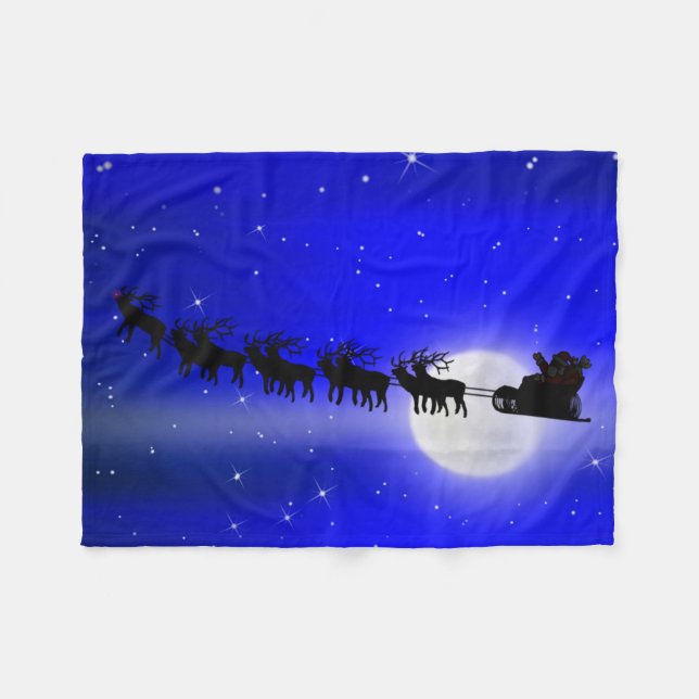 Cobertor De Velo Santa Claus Silhouette - Papais noeis Sleigh Ride (Frente (Horizontal))
