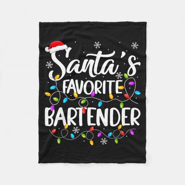 Cobertor De Velo Santa Favorite Bartender Christmas Lights Funny Xm (Frente)