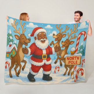 Cobertor De Velo Santa Fleece Christmas Blanket