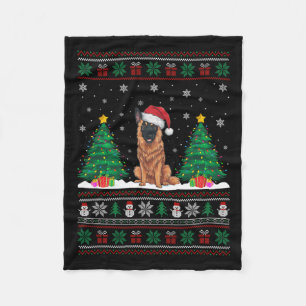 Cobertor De Velo Santa Hat Belga Malinois Dog Xmas Lights Ug