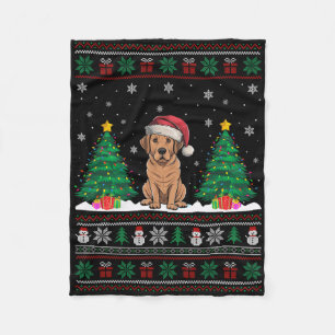 Cobertor De Velo Santa Hat Labrador Cachorro Árvore de Natal Luz Fe