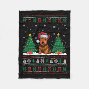 Cobertor De Velo Santa Hat Scottish Terrier Dog Xmas Tree Lights Ug