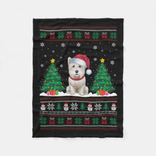 Cobertor De Velo Santa Hat Westie Cachorro Árvore de Natal Luzes Fe