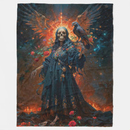 Cobertor De Velo Santa Muerte de Vestido Preto